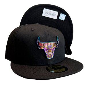 New Era Chicago Bulls Metal Pack 59FIFTY Fitted Hat Black / Iridescent